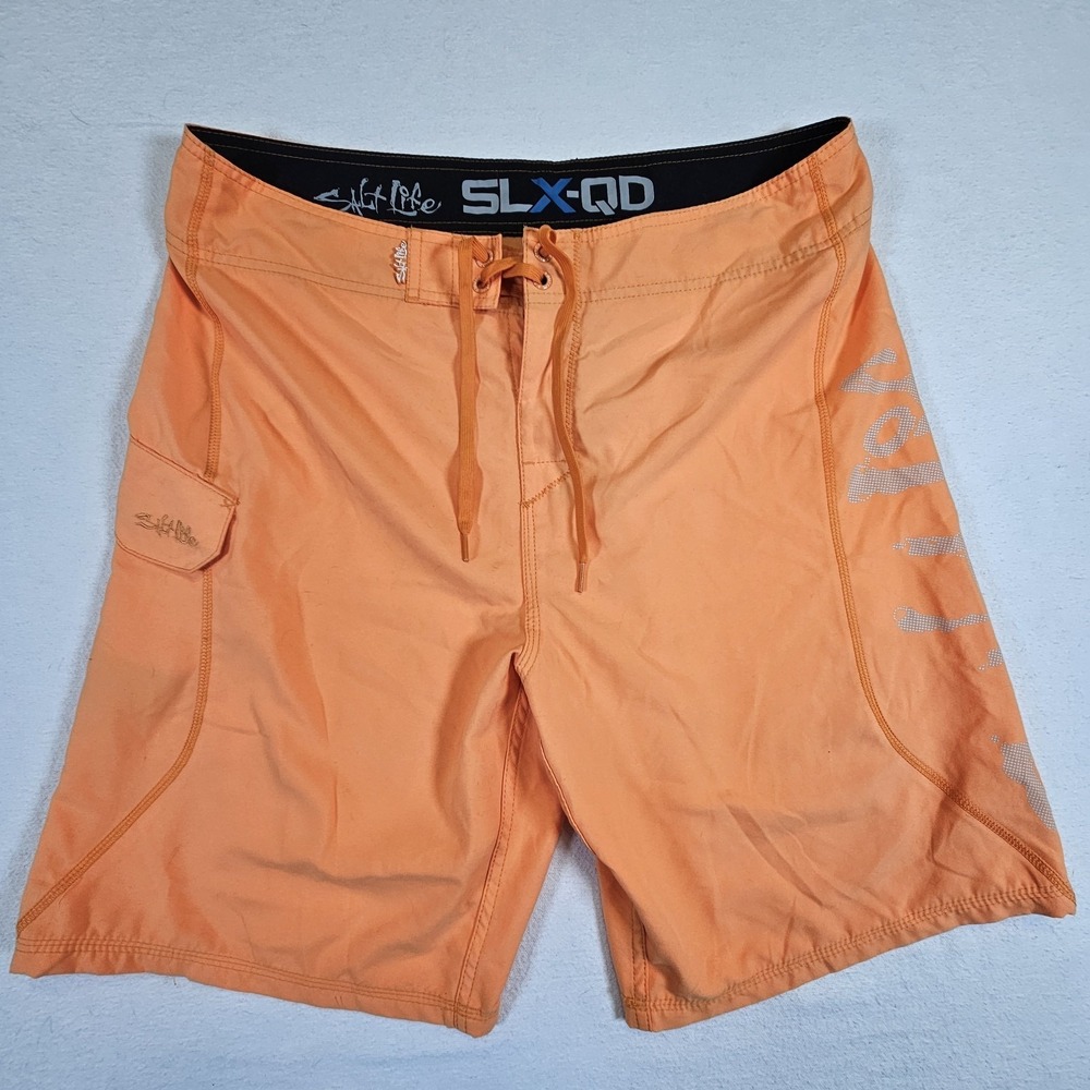 Salt Life Swim Surf Board Shorts SLX-QD Aqua Trunks Mens 36 Orange